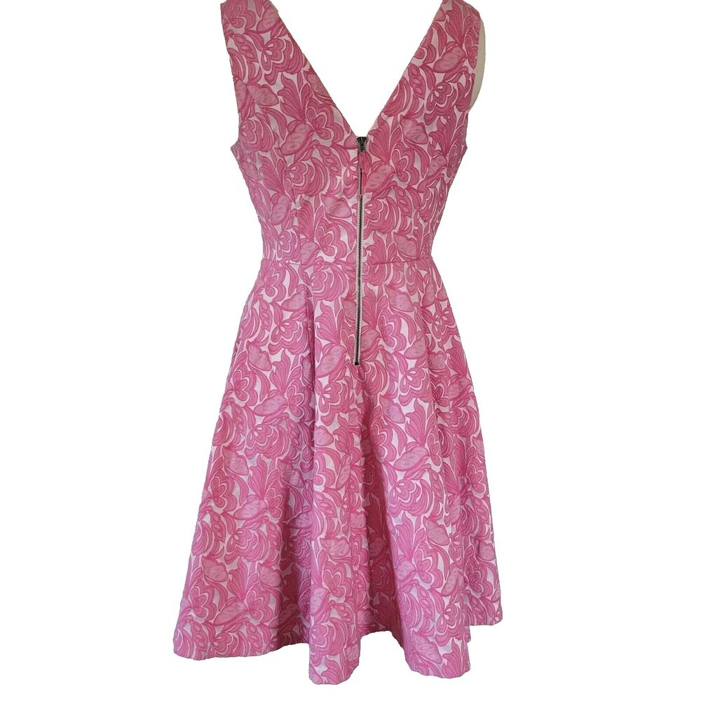 Maeve Pink Floral V-Neck Fit-and-Flare Dress - Picture 3 of 11